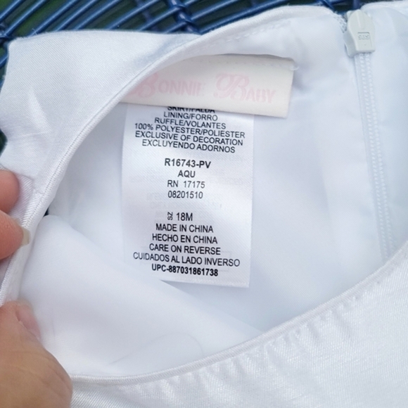 Bonnie Baby White Dress 18M w/ Ribbon Bow & Bloomers | NWOT Princess Layers - Picture 13 of 16